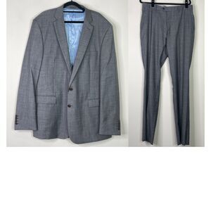Charles Tyrwhitt Sharkskin Slim Fit Wool Suit Jacket Untailored Pant Suit Set